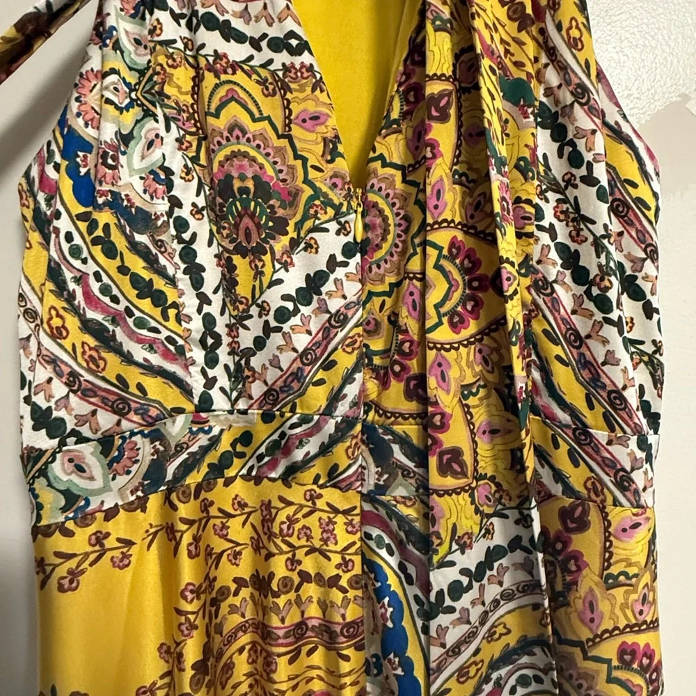 Anthropology x Nicole Miller Yellow Retro Paisley Maxi Dress - Picture 6 of 12
